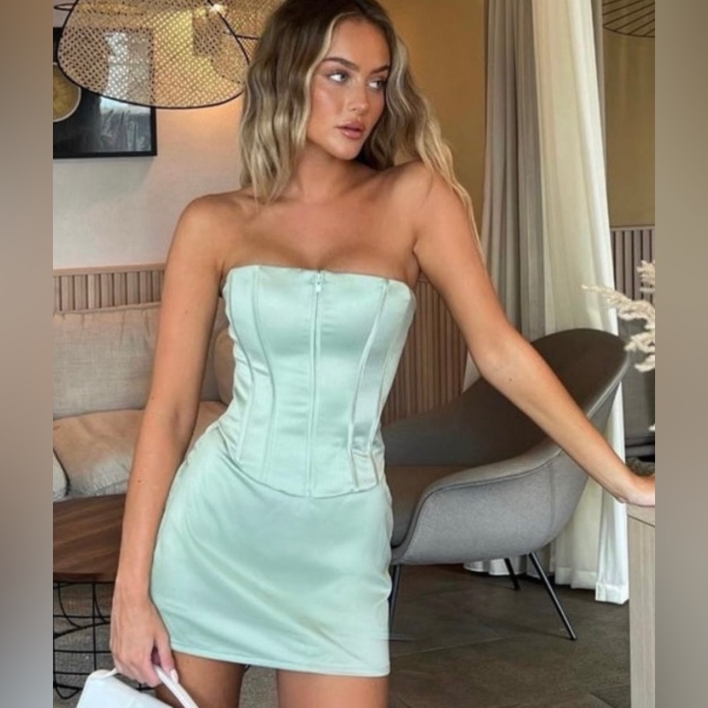 NWT Mistress Rocks corset dress size XS fits like an XXS Sexy Sage Green mint